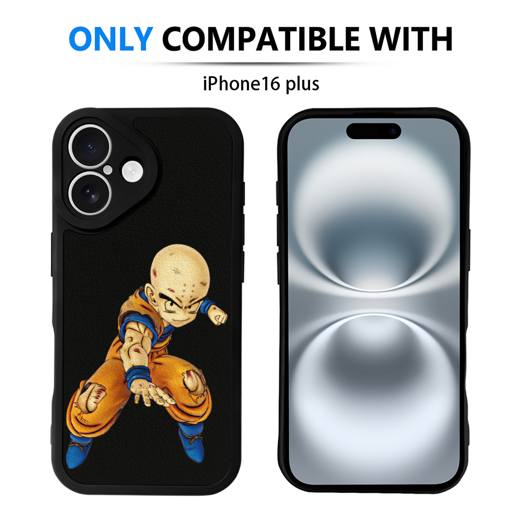 （画像用） ドラゴンボール クリリン DRAGON BALL krillin 【iPhone 16シリーズ対応】シリコンスマホケース（レザー調） 材質：シリコン